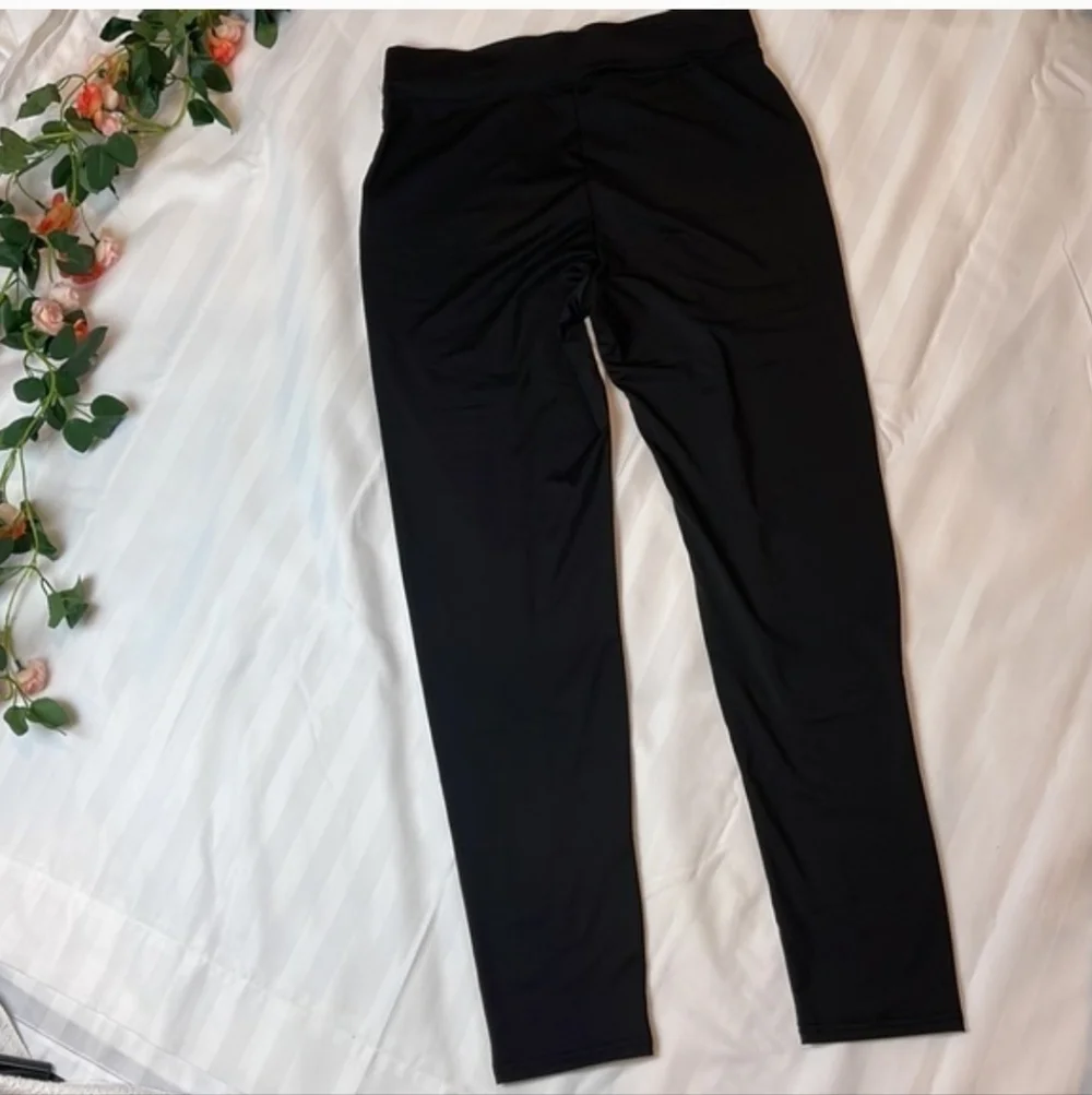 Flamingo Urban Contrast Panel Zipper Detail Faux Leather Moto Pants SzL - Picture 4 of 16